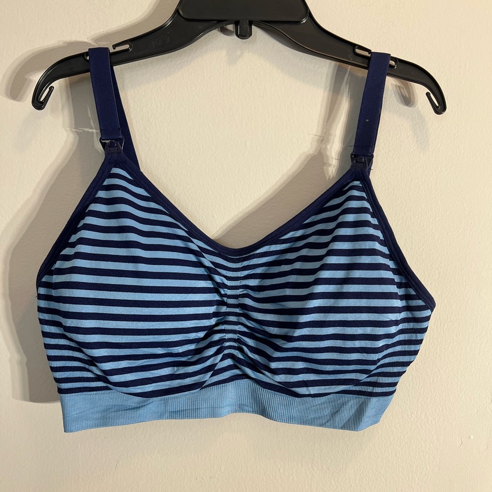 Motherhood Blue Striped Sports Bra